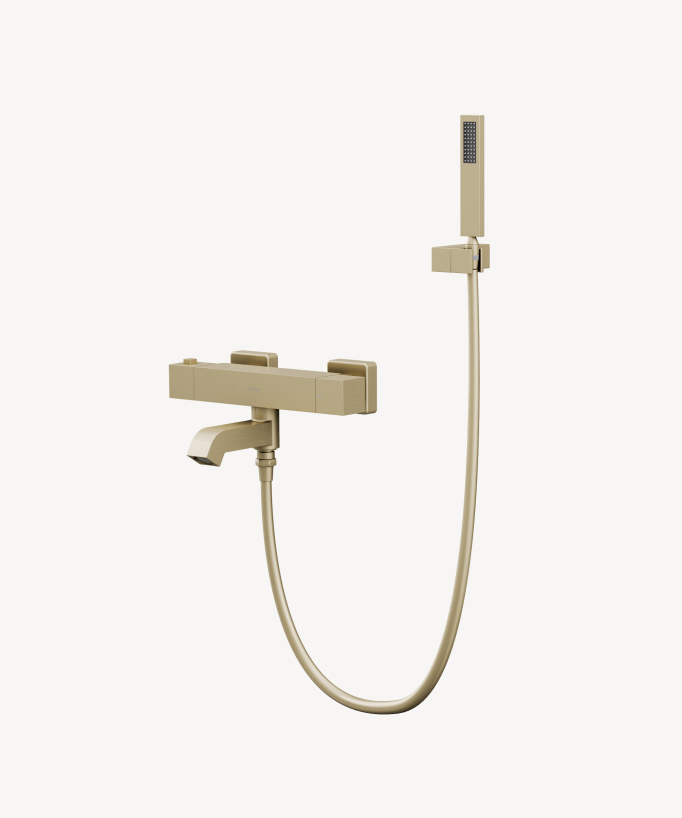 Mitigeur thermostatique de baignoire mural Doré brossé - Sirius