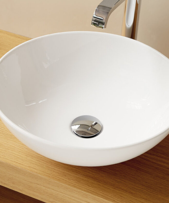 Vasque céramique sur comptoir rond blanc brillant- Padova