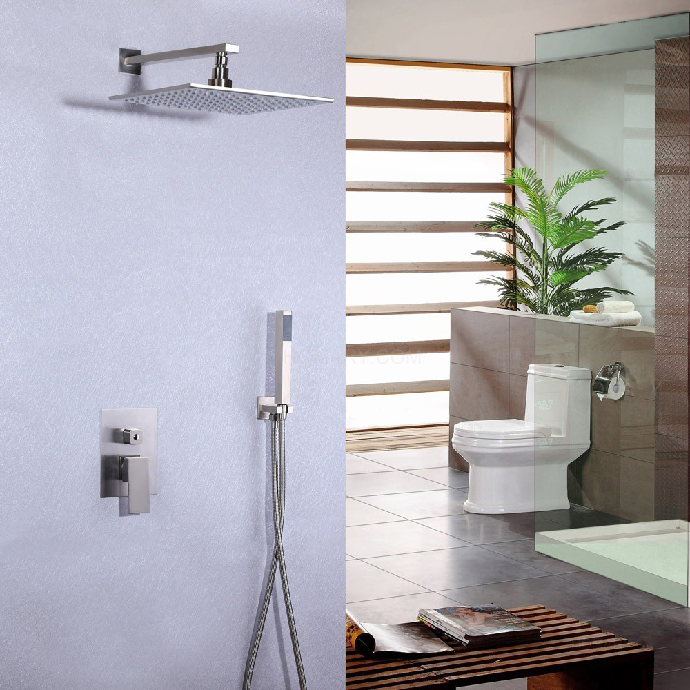 Pomme de douche LED en acier inoxydable et système de douche à main en  nickel brossé