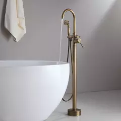 Robinet de baignoire sur pied classique en bronze avec douchette
