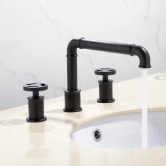 Mélangeur lavabo salle de bain style industriel - Noir