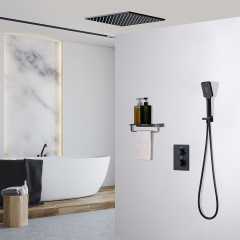 Système de douche thermostatique encastré au plafond - Noir