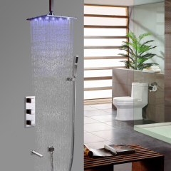 Système de douche balayé au nickel brossé avec Barre de douche Sans LED 250 mm